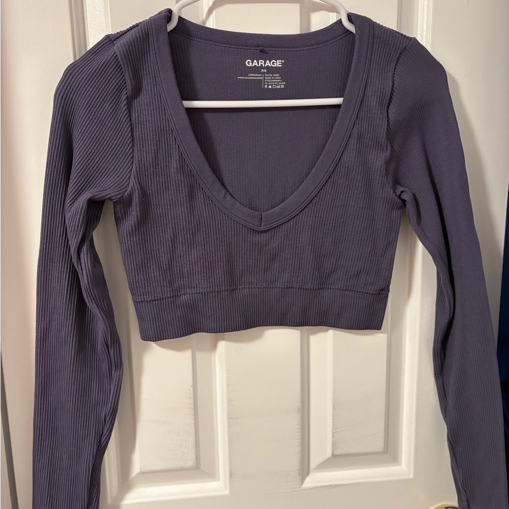 Garage Women's Deep Purple Ribbed Crop Top